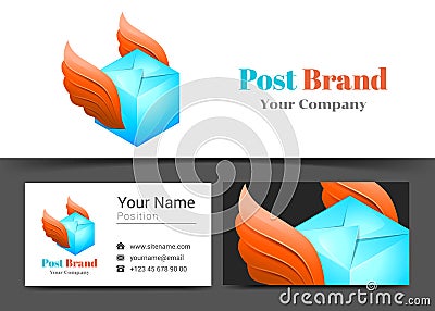 Delivery Post Corporate Logo and Business Card Sign Template. Vector Illustration