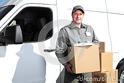 Delivery postal service man. Stock Photo