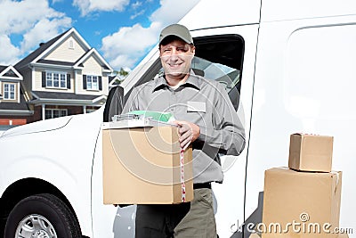 Delivery postal service man. Stock Photo