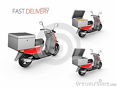 Delivery ride scooter motorcycle service, Order, Fast and Free Transport, 3d Illustration Stock Photo