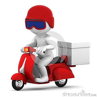 Delivery scooter with big white box Stock Photo