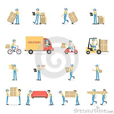 Delivery service set. Vector Illustration