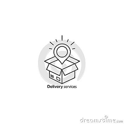 Delivery services, opened box, relocation concept, cargo shipment icon. Vector on isolated white background. EPS 10 Vector Illustration
