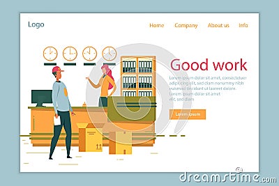 Delivery Shipping Company Successful Good Work. Vector Illustration