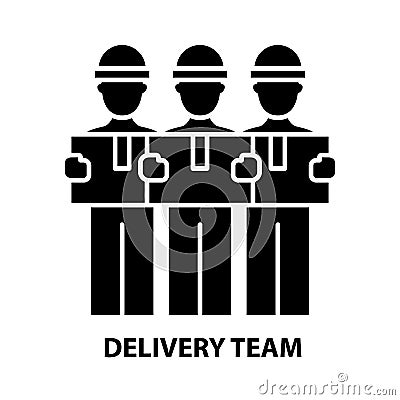 delivery team icon, black vector sign with editable strokes, concept illustration Cartoon Illustration