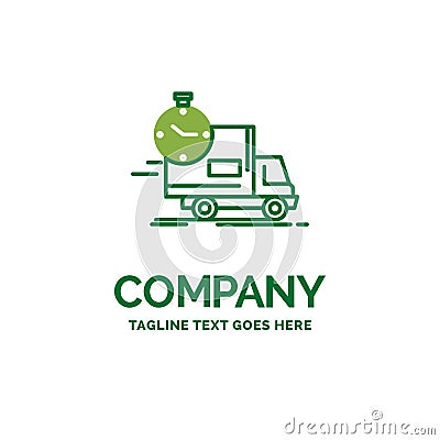 delivery, time, shipping, transport, truck Flat Business Logo te Vector Illustration