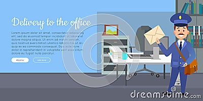Delivery to the Office Cartoon Vector Web Banner Vector Illustration