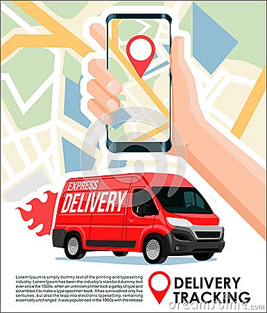 Delivery tracking & package track app cool design banner Stock Photo