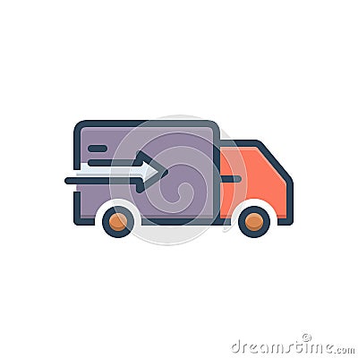 Color illustration icon for delivery truck, parcel and deliver Cartoon Illustration