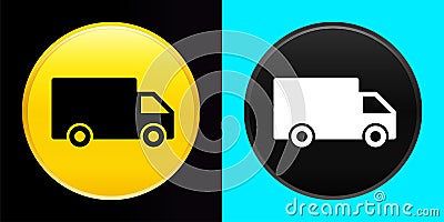 Delivery truck icon flat exclusive button set Vector Illustration