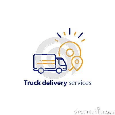 Delivery truck icon, order shipping, distribution services, relocation concept Vector Illustration