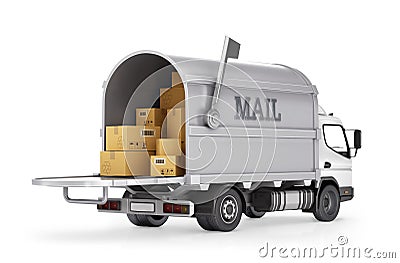 Delivery truck mail. Stock Photo