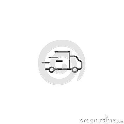 Delivery truck outline silhouette. vector line shipping icon isolated on white background. Vector Illustration