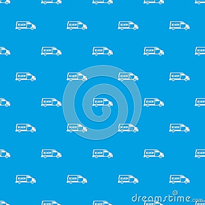 Delivery truck pattern seamless blue Vector Illustration