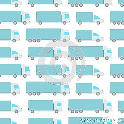 Delivery truck seamless pattern background. Cargo transportation. Shipping company. Vector template Stock Photo