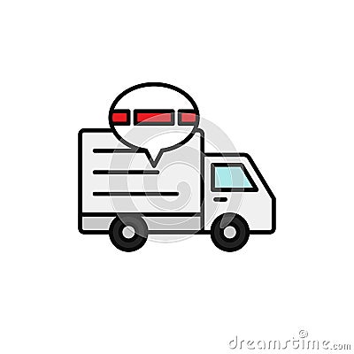 Delivery truck traffic jam icon. shipment delay illustration. simple outline vector symbol design. Cartoon Illustration