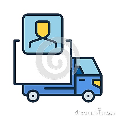 Delivery Truck with Trucker vector concept colored icon Vector Illustration