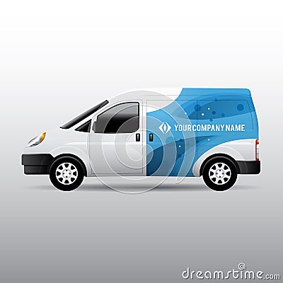 Delivery Van - Advertisement and Corporate Identity Design Vector Illustration