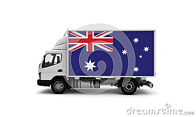 Delivery van with Australia flag. logistics concept Cartoon Illustration