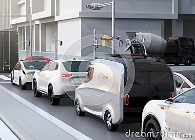 Delivery van stuck in traffic jam Stock Photo