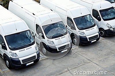 Delivery Vans in a row Stock Photo