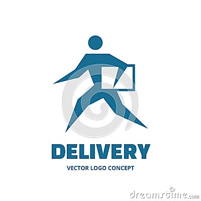 Delivery - vector logo template concept. Running man. People sign. Human character illustration. Design element Vector Illustration