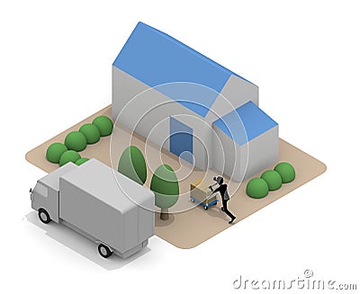 Deliver by truck. Deliver your luggage. Delivery work Stock Photo