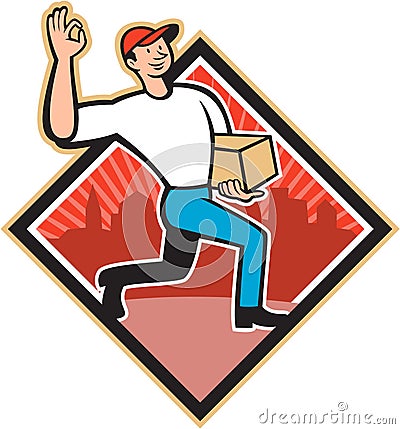 Delivery Worker Deliver Package Cartoon Vector Illustration