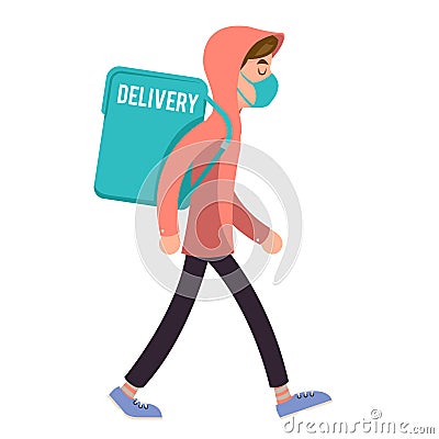 Deliveryman young man delivery walking courier character cartoon flat design design vector illustration Vector Illustration