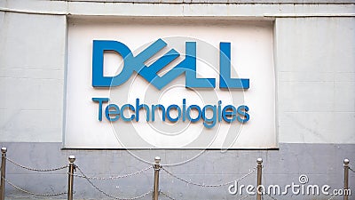 Dell Technologies sign in HITEC city Hyderabad, Is an American digital transformation company Editorial Stock Photo