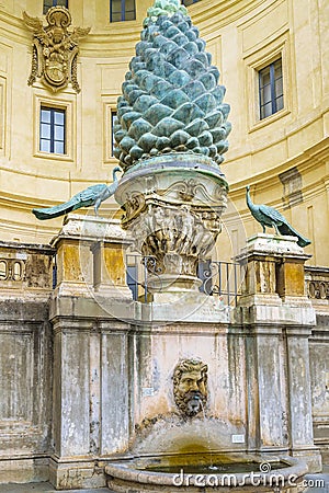 Della Pigna Fountain, Vatican Museum Editorial Stock Photo