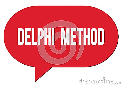 DELPHI METHOD text written in a red speech bubble Stock Photo