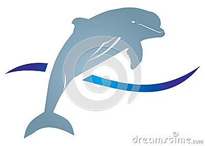 Delphin with wawe Stock Photo