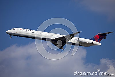 Delta airline passenger jet McDonnell Douglas MD-90 Editorial Stock Photo