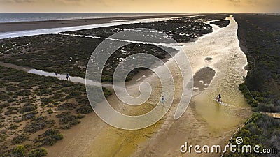 Delta del Ebro Ebre in Deltebre from drone of Tarragona Stock Photo