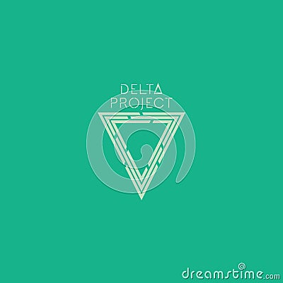 Delta project design. Green color logo with background Vector Illustration