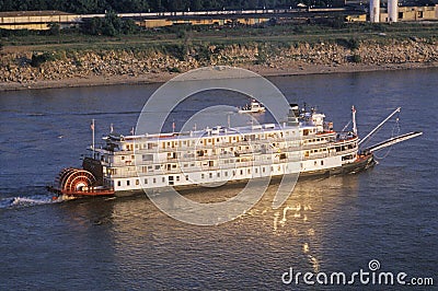 The Delta Queen, a relic of the steamboat era of the 19th century, still rolls down the Mississippi River Editorial Stock Photo