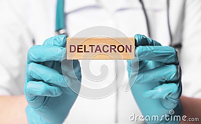 Deltacron word, corona virus strain, variant Stock Photo