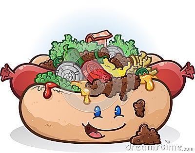 Deluxe Hot Dog Cartoon Character Vector Illustration