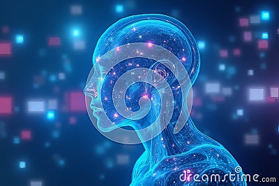 Exploring the Intricate Architecture of the Human Brain A Digital Visualization of Neural Networks and AI Concepts Stock Photo