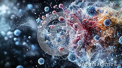 Exploring microscopic universes within atoms science laboratory abstract visualization digital environment close-up viewpoint Stock Photo
