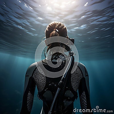 Oceanic Grace: Submerged Elegance in the Depths Below Stock Photo