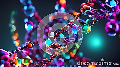 Virtual image of colorful DNA fibers Stock Photo