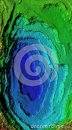 Digital elevation model of a mine with steep walls Stock Photo