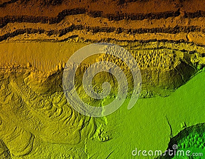 Digital elevation model of a mine with steep walls Stock Photo