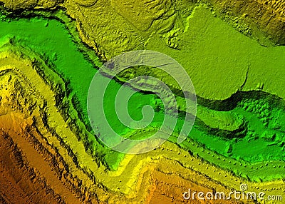 Digital elevation model of a mine with steep walls Stock Photo