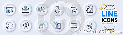Demand curve, Payment method and Sales diagram line icons for web app. Pictogram icon. Vector Vector Illustration