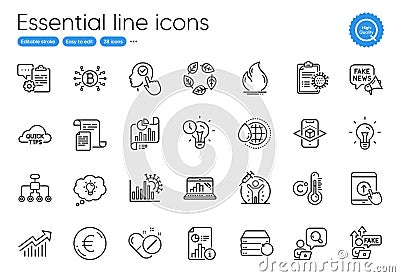 Demand curve, Recovery server and Vaccine protection line icons. For website, printing and application. Vector Stock Photo