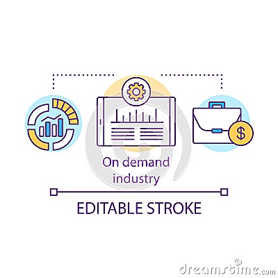 On demand industry concept icon. Modern economic model idea thin line illustration. Services and products provision Vector Illustration