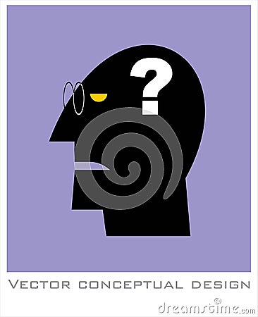 Dementia. Alzheimer. Head and question mark. Mental health symbol Vector Illustration